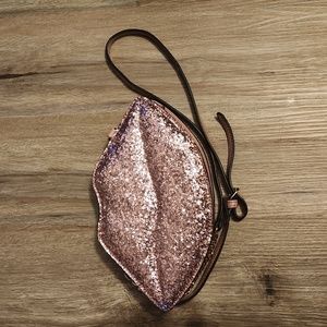 Glitter Lip Shaped Aldo Adjustable Crossbody Purse